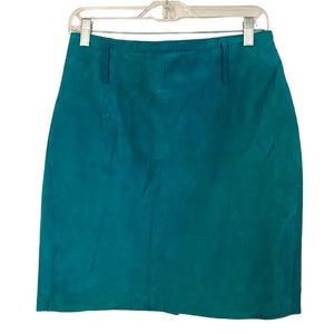 Vintage Express Teal Suede Pencil Skirt Size 11/12